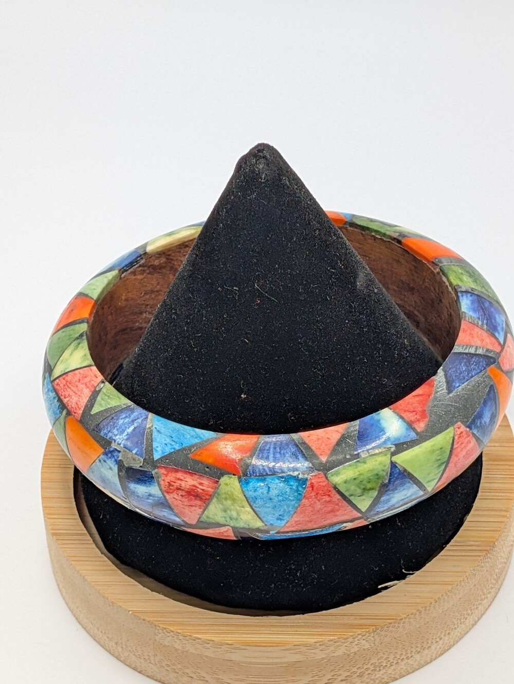 Geometric Wooden Bangle Bracelet - Multicolor